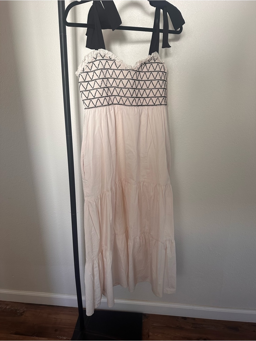 Trixxi Light Pink Maxi Dress with Black Tie Straps